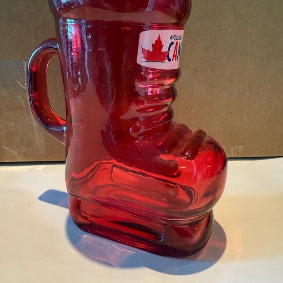 Molson Canadian Beer Glass Red Mug Ice Hockey Skate Boot Collectible 24oz - Picture 3 of 8
